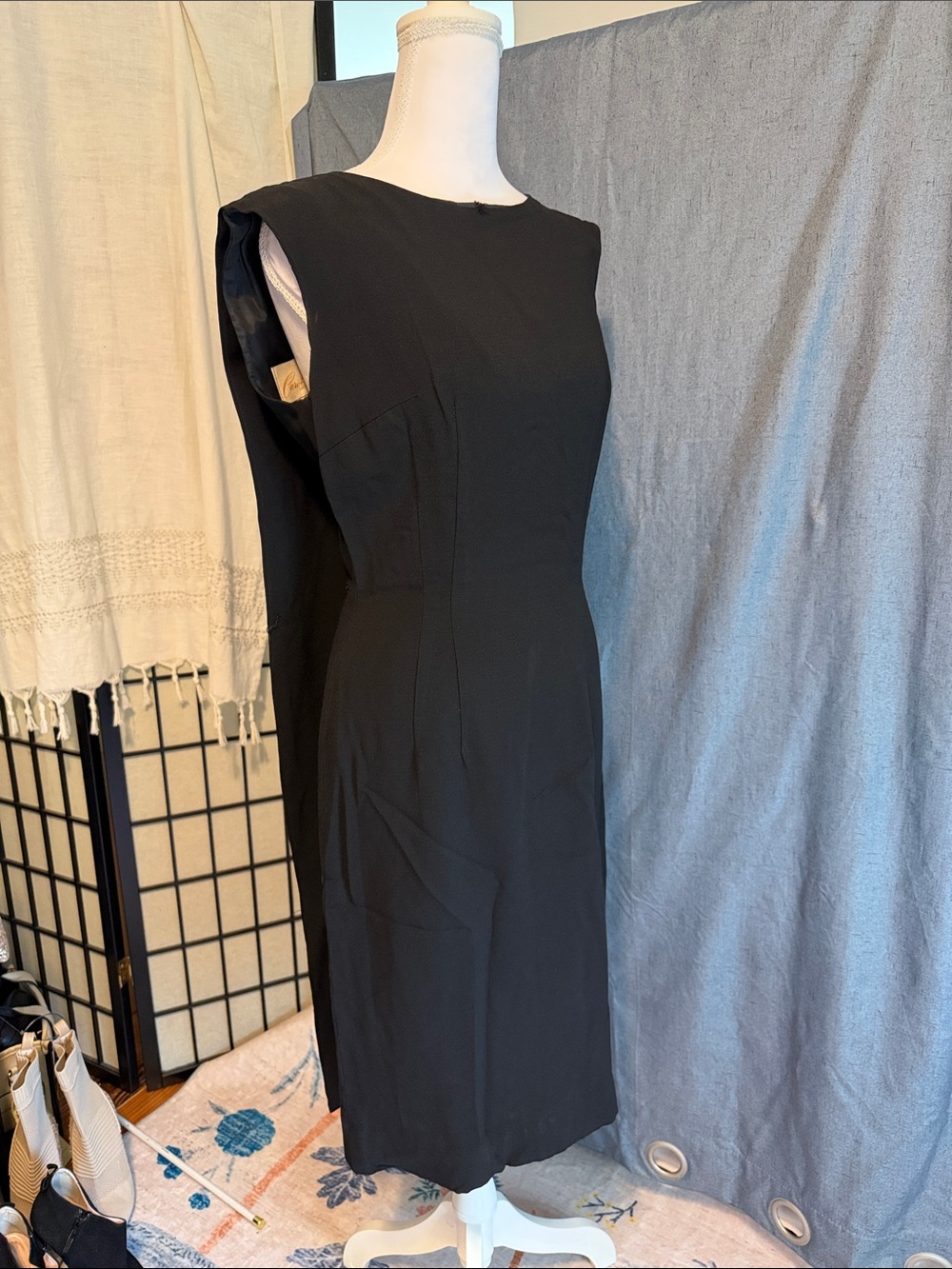 Vintage One-Shoulder Black Sheath Dress